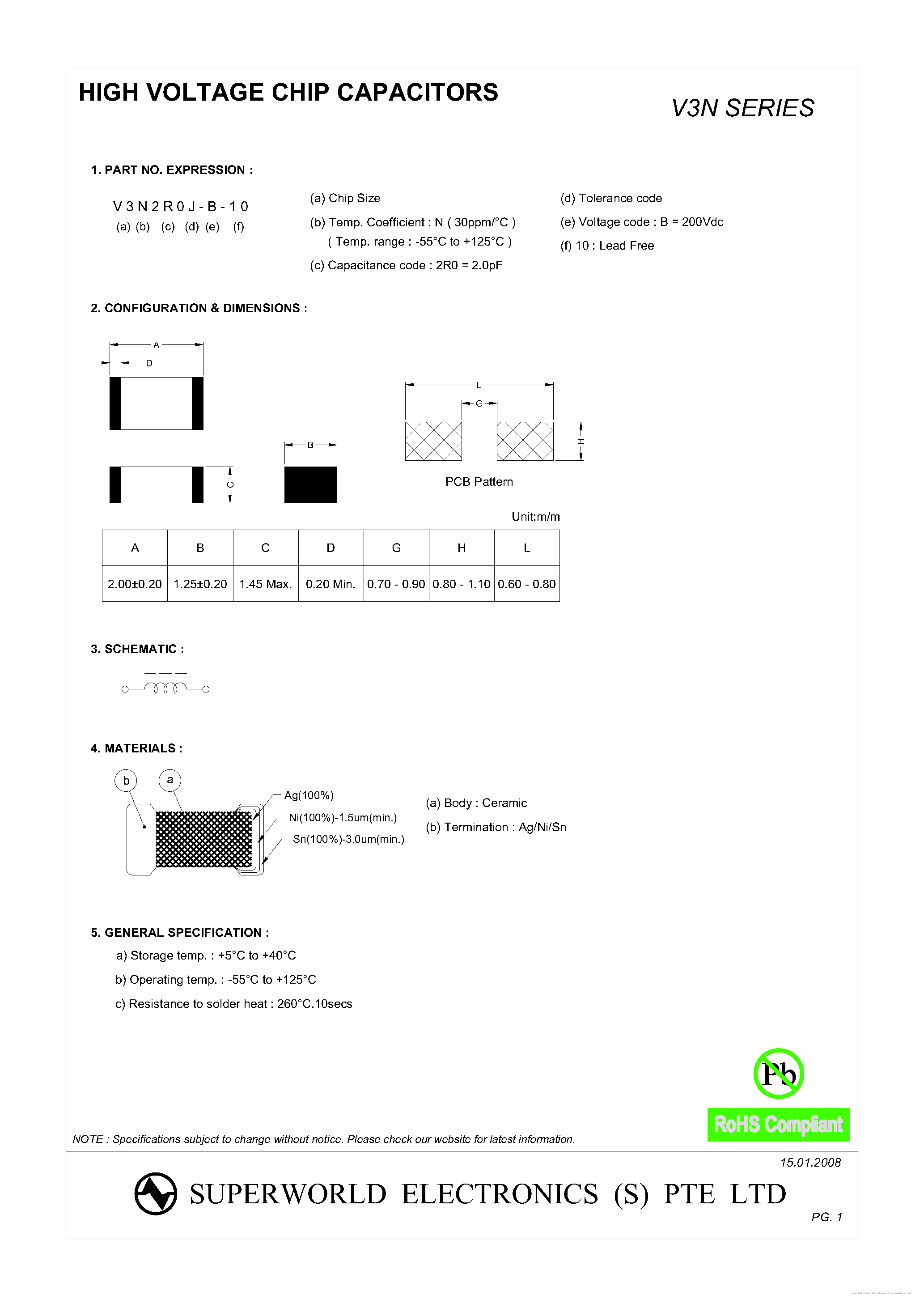 Datasheet V3N100-B-10 - page 1