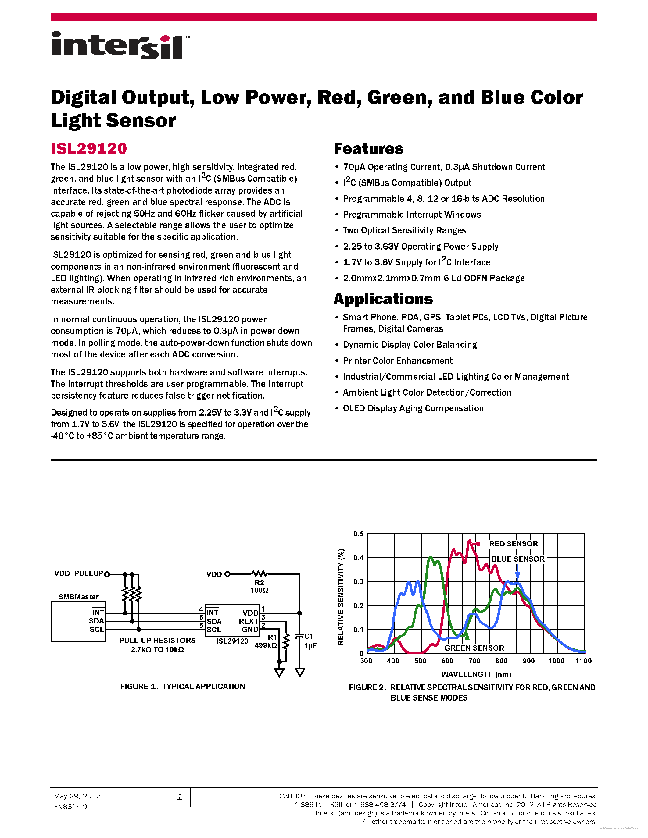 Datasheet ISL29120 - page 1