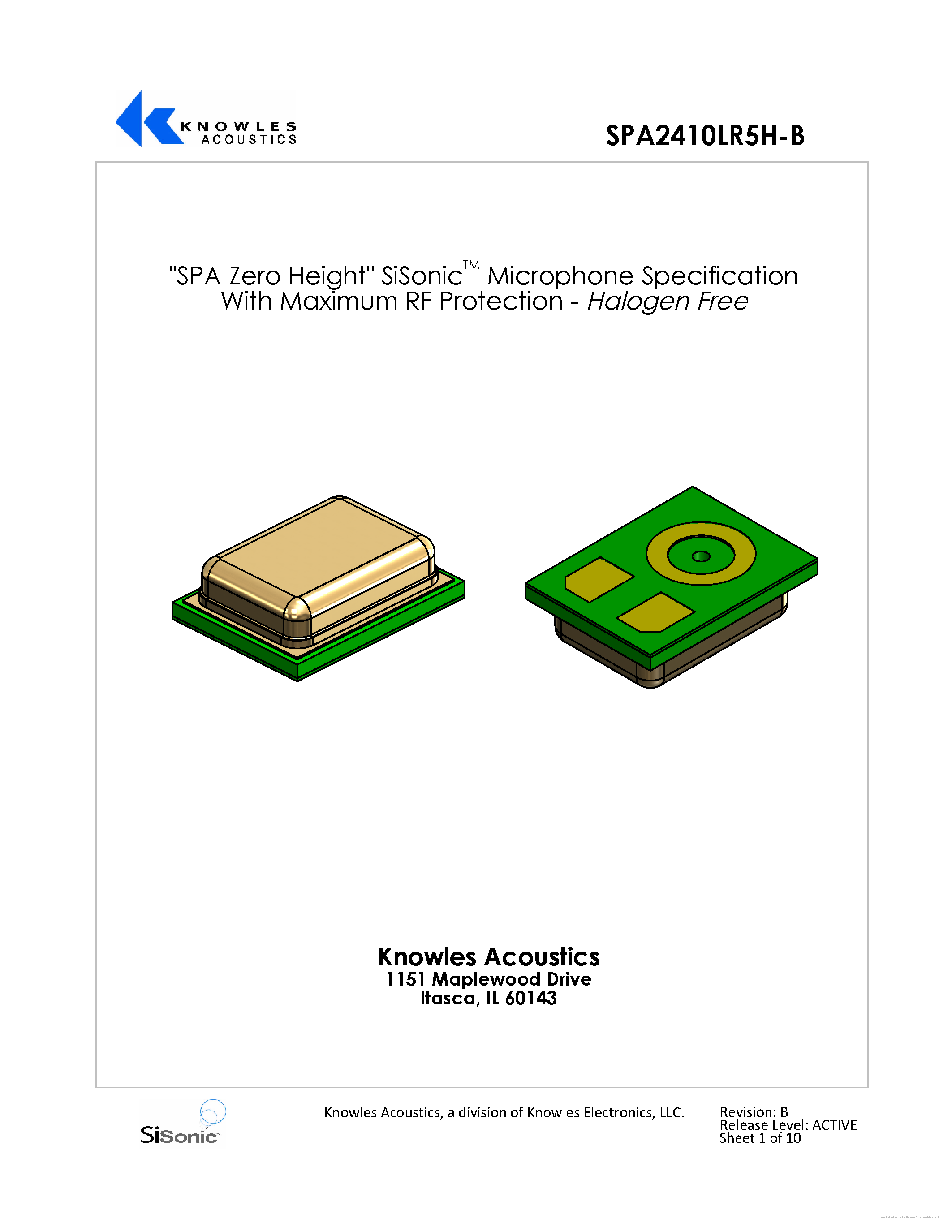 Datasheet SPA2410LR5H-B - page 1