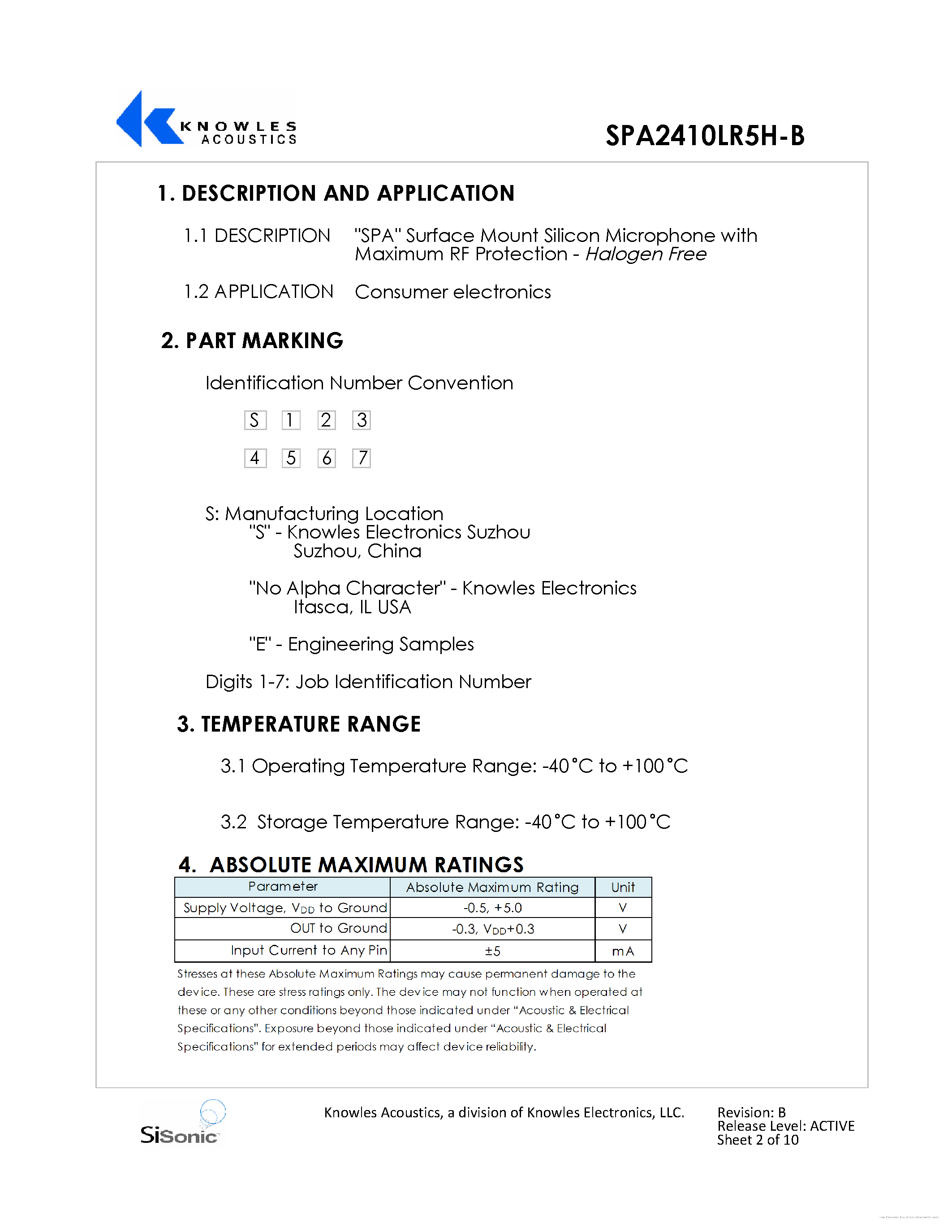 Datasheet SPA2410LR5H-B - page 2