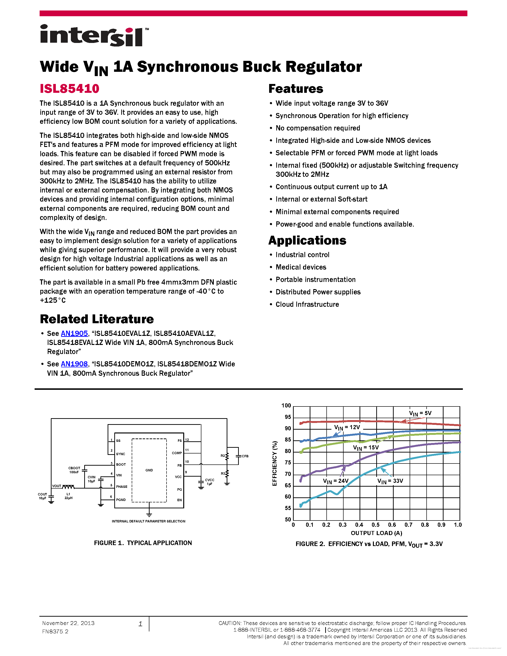 Datasheet ISL85410 - page 1