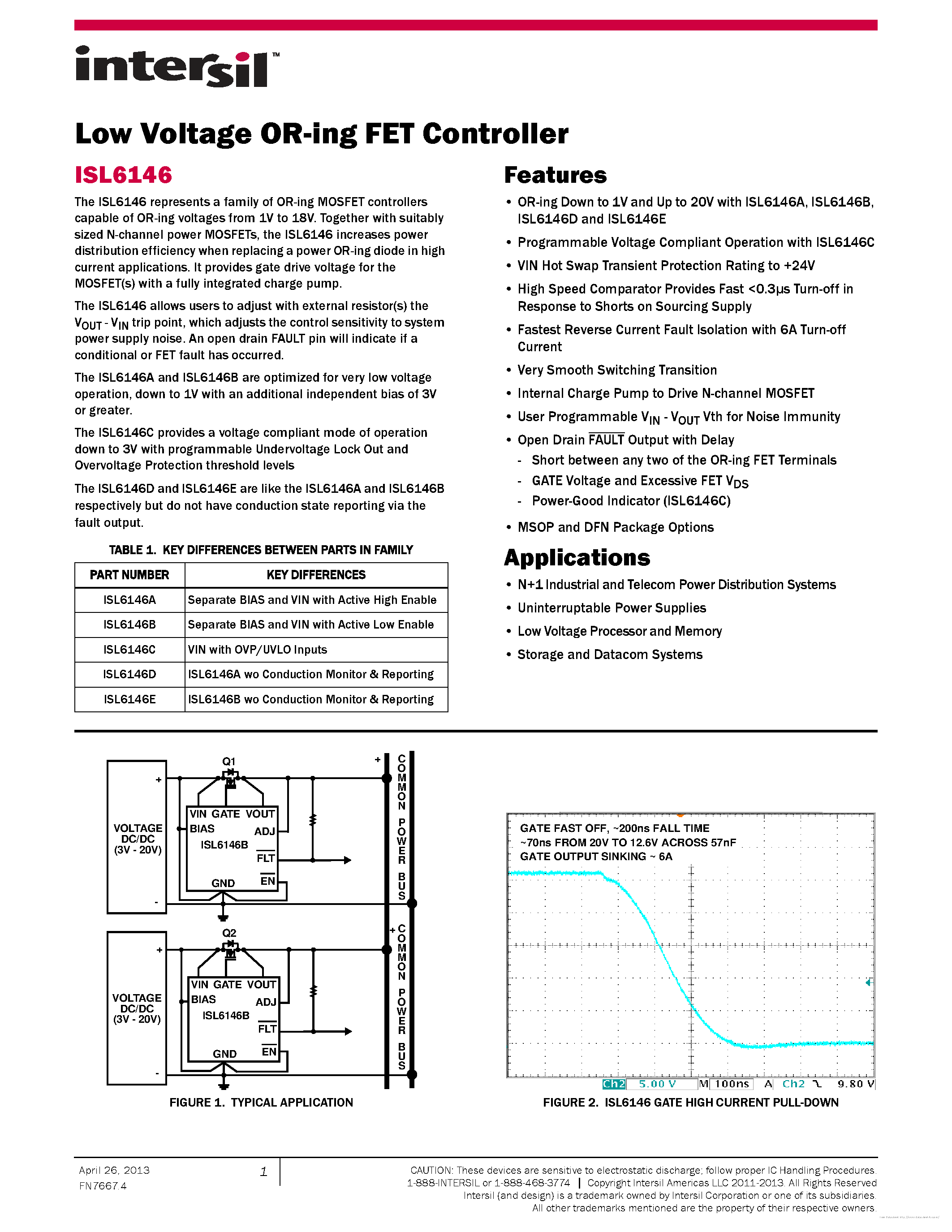 Datasheet ISL6146 - page 1