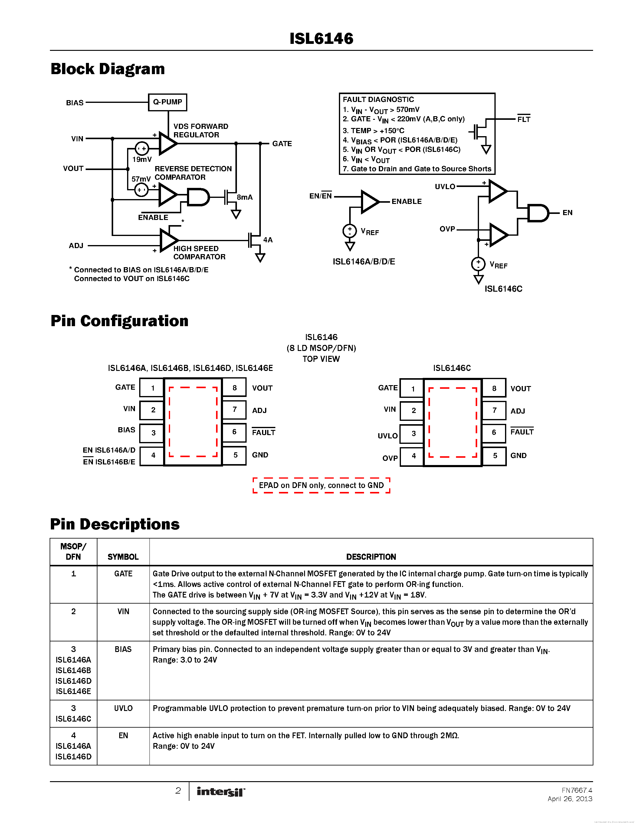 Datasheet ISL6146 - page 2