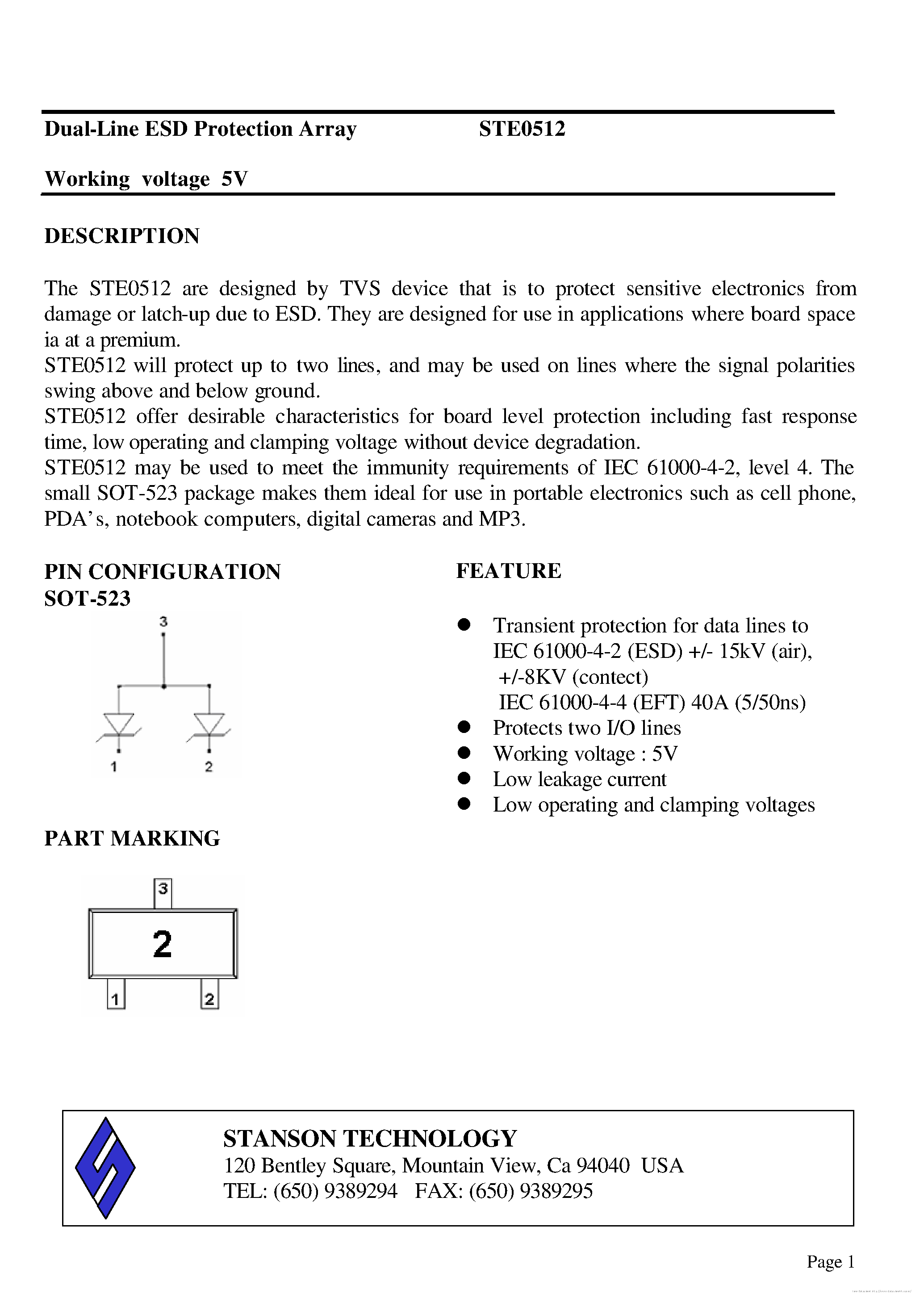 Даташит STE0512 - страница 1