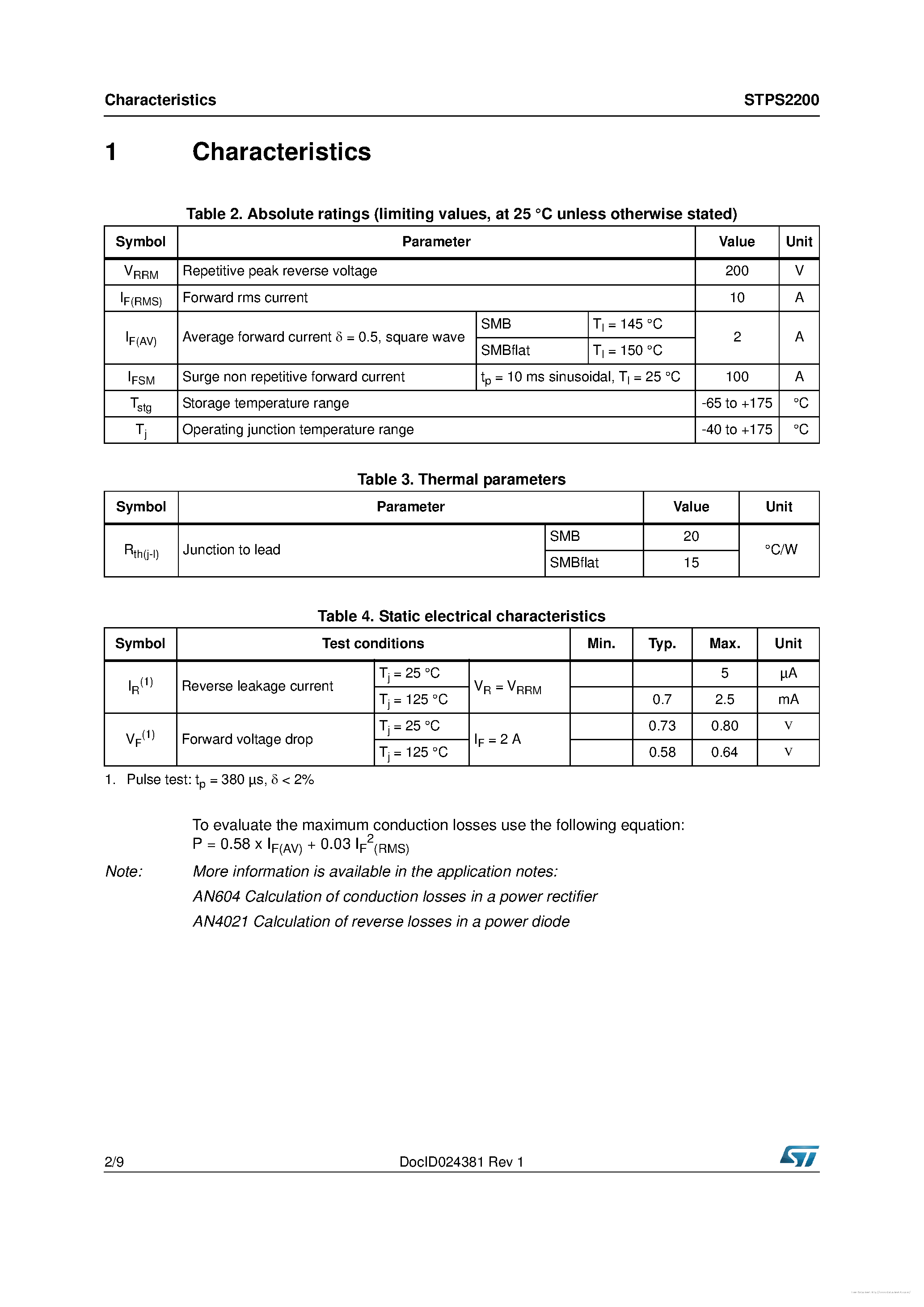 Даташит STPS2200 - страница 2