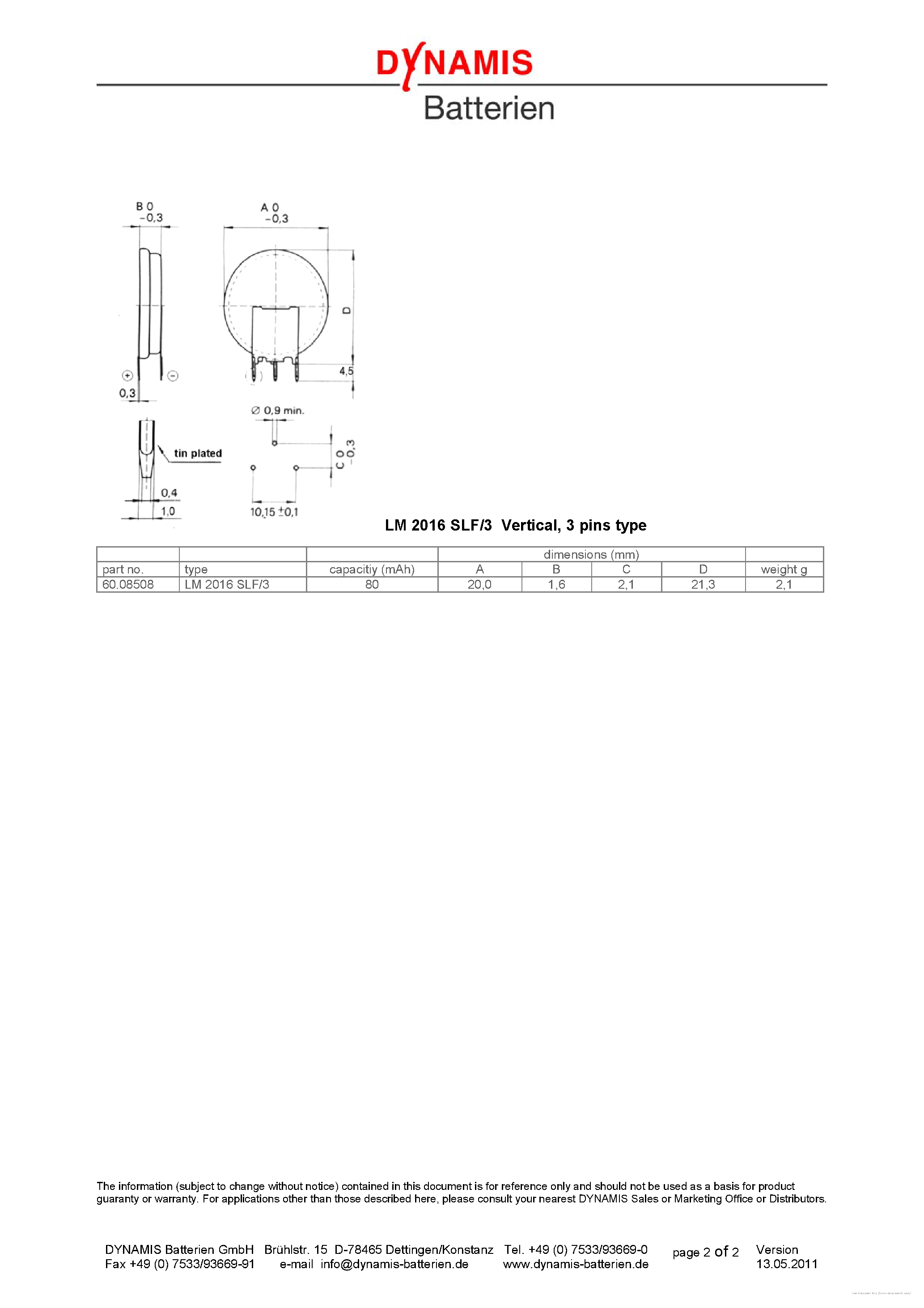 Datasheet LM2016 - page 2