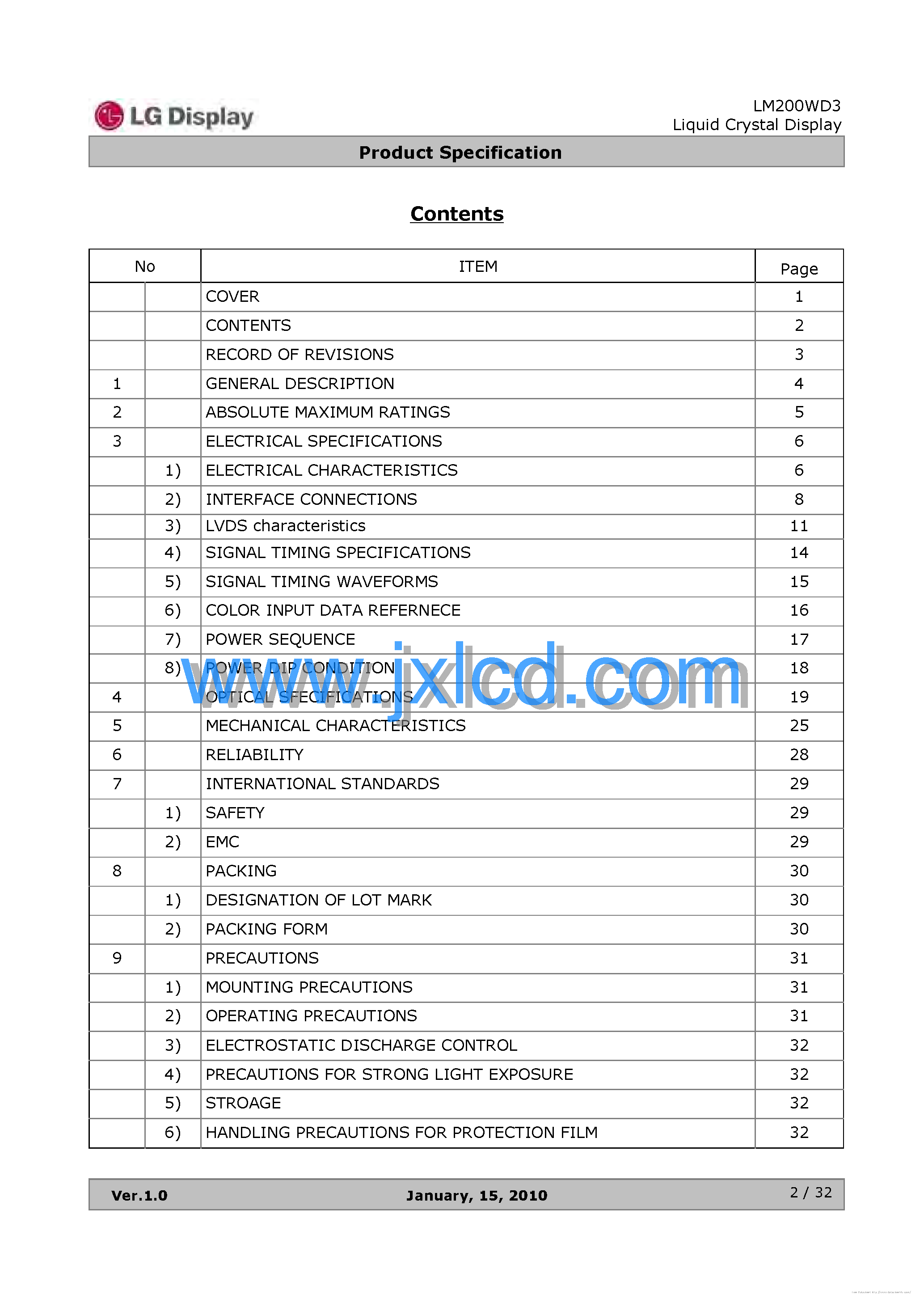 Datasheet LM200WD3-TLA1 - page 2