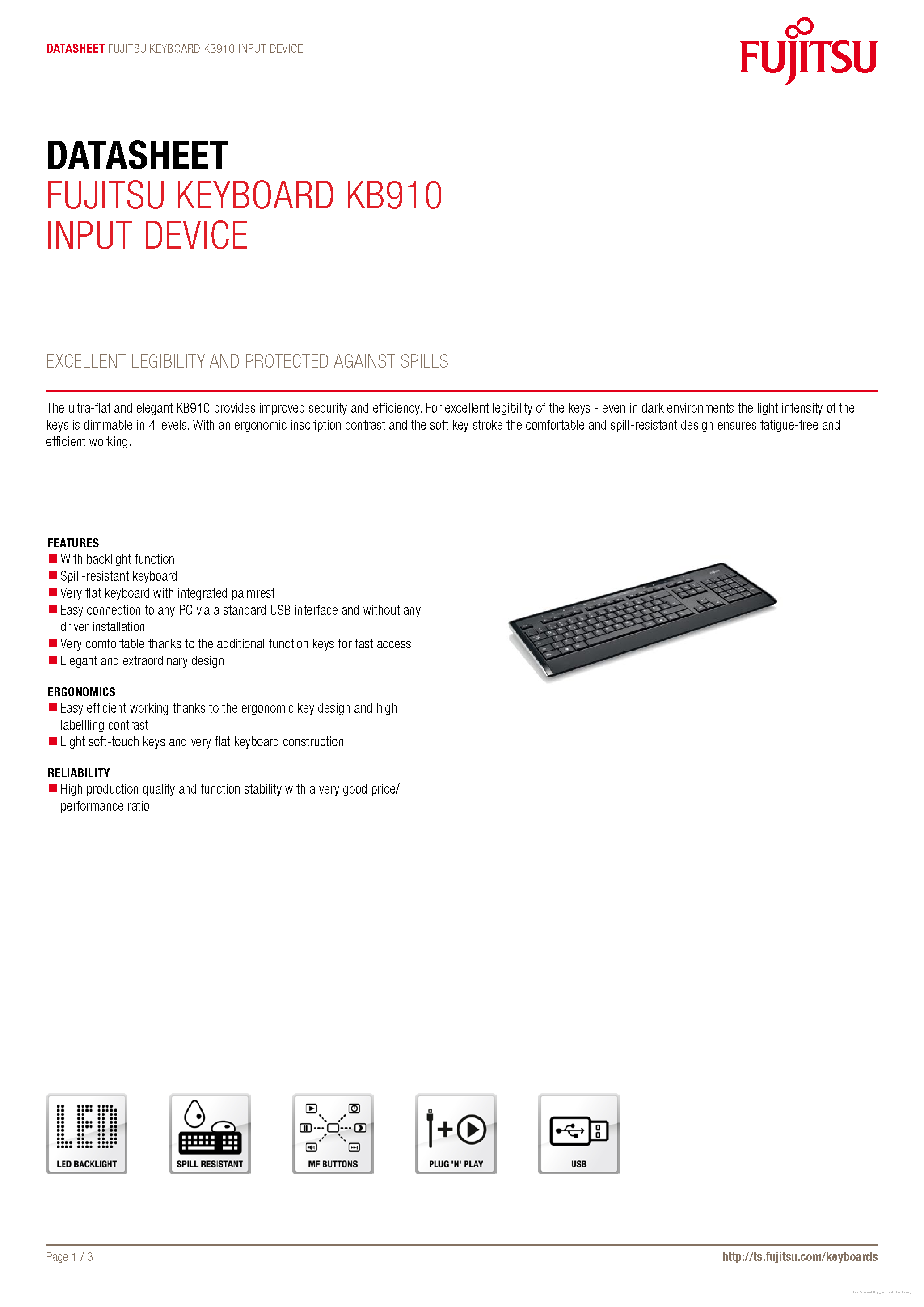 Даташит на микросхему KB910 страница 1 Даташит KB910 - страница 1