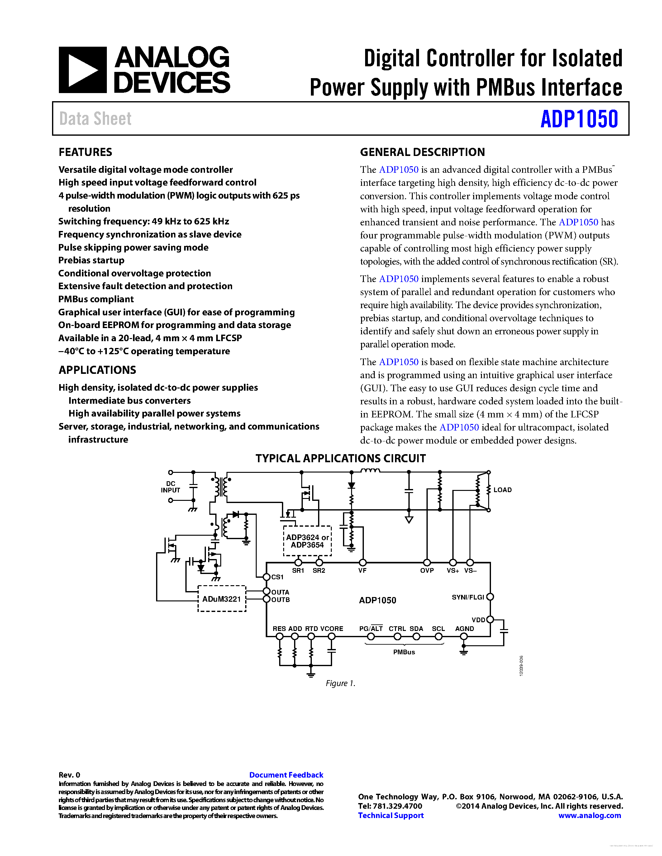 Datasheet ADP1050 - page 1