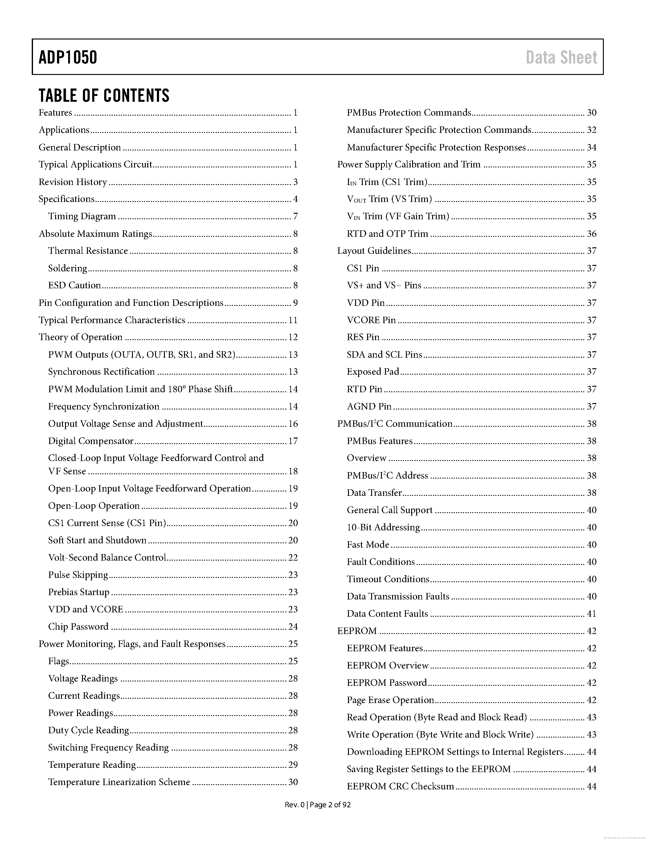 Datasheet ADP1050 - page 2