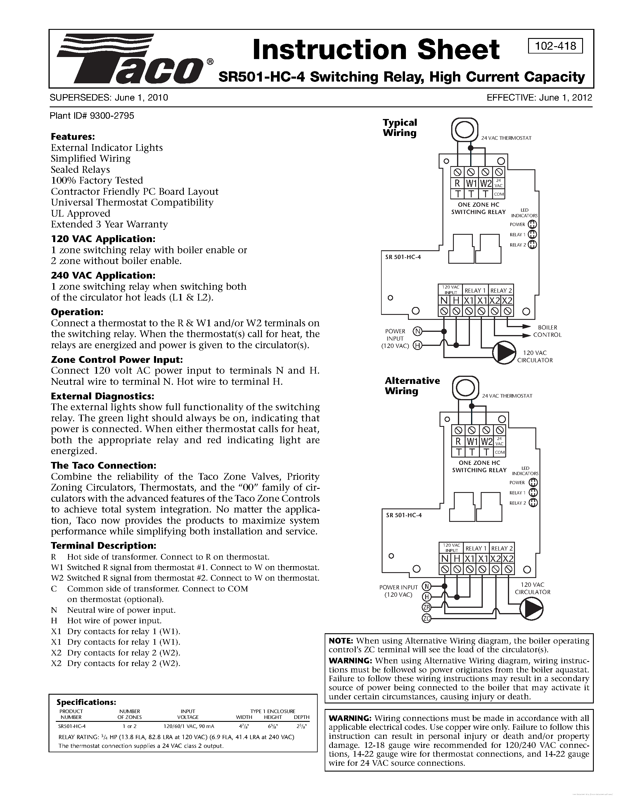 Даташит SR501-HC-4 - страница 1