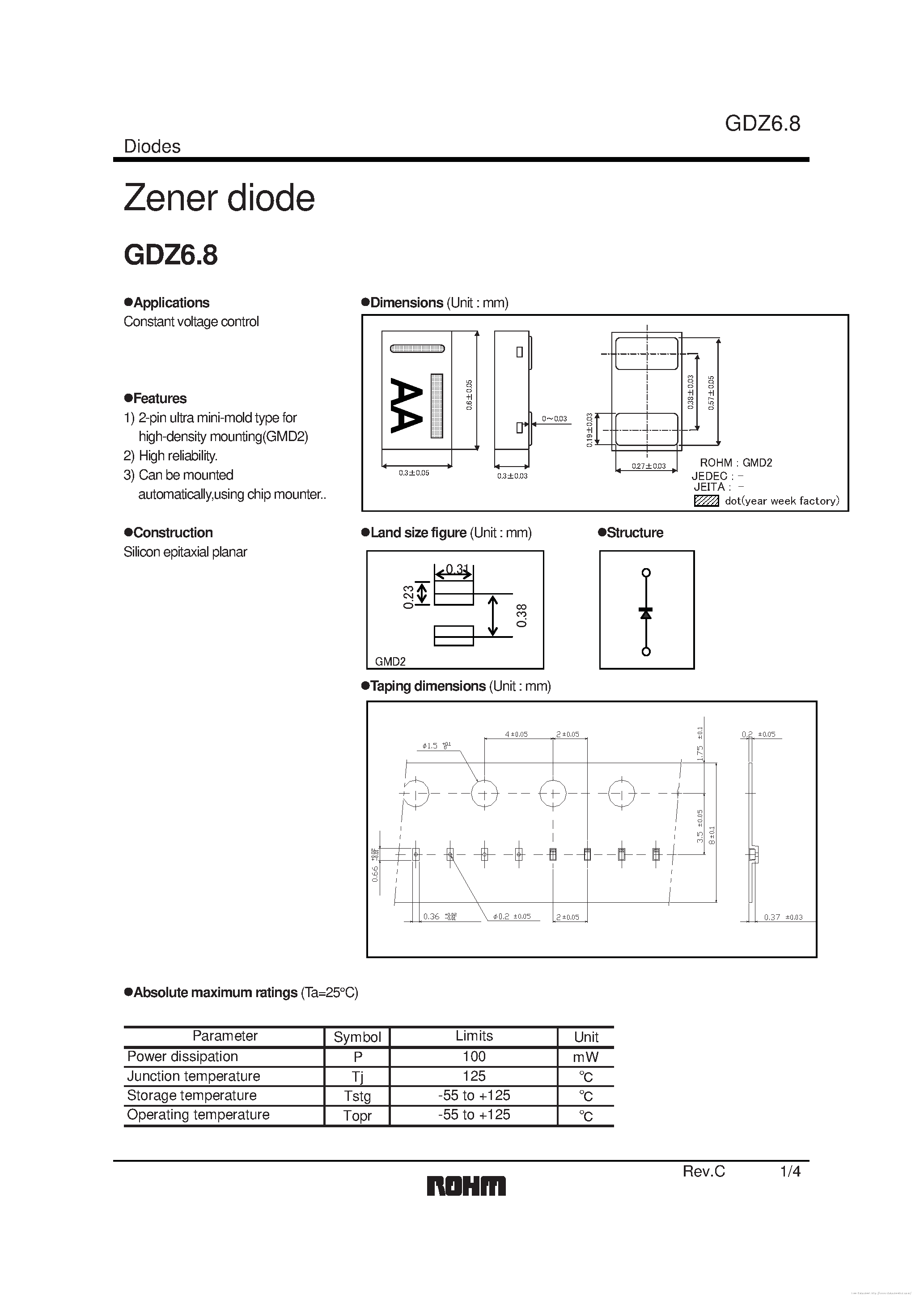 Datasheet GDZ6.8 - page 1