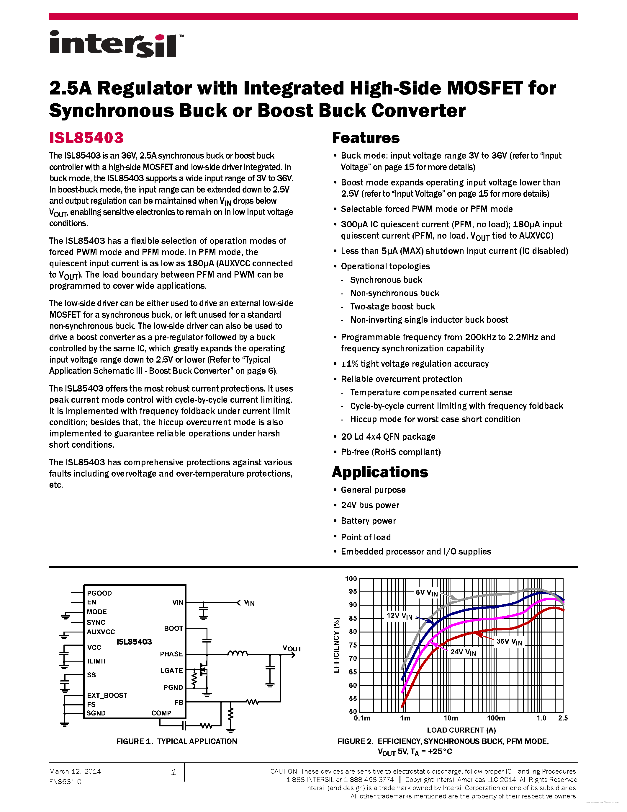 Datasheet ISL85403 - page 1