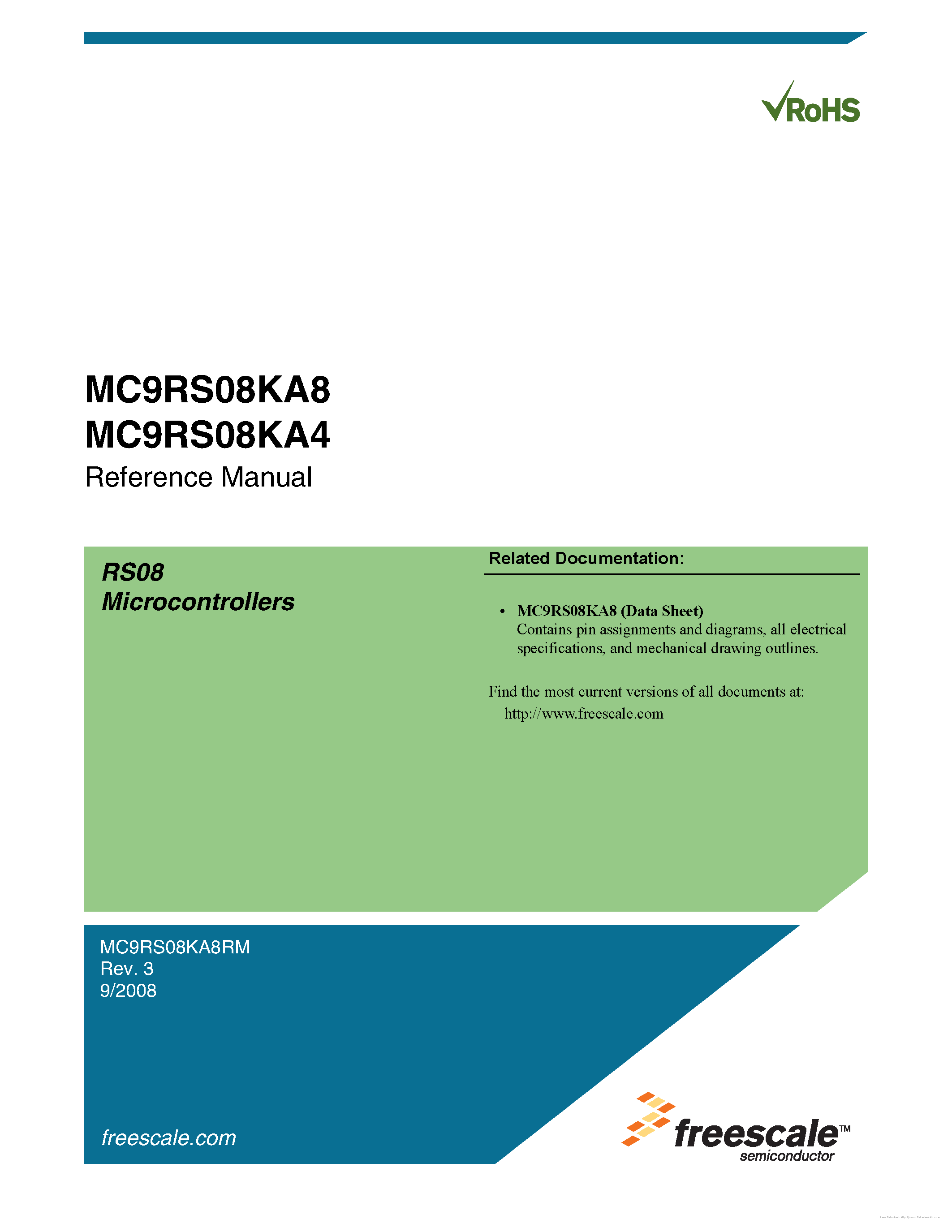 Datasheet MC9RS08KA4 - page 1