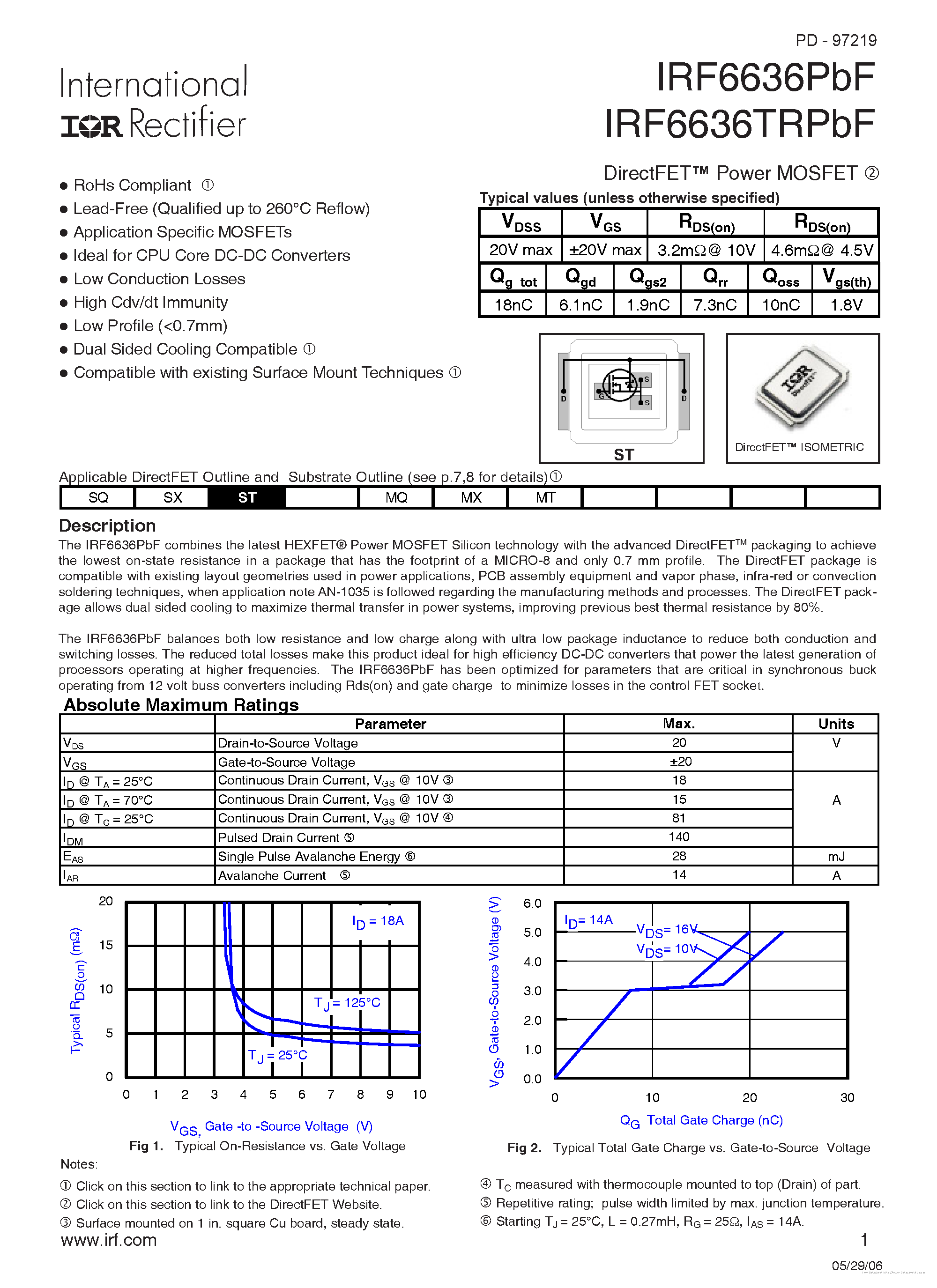 Даташит IRF6636PBF - страница 1