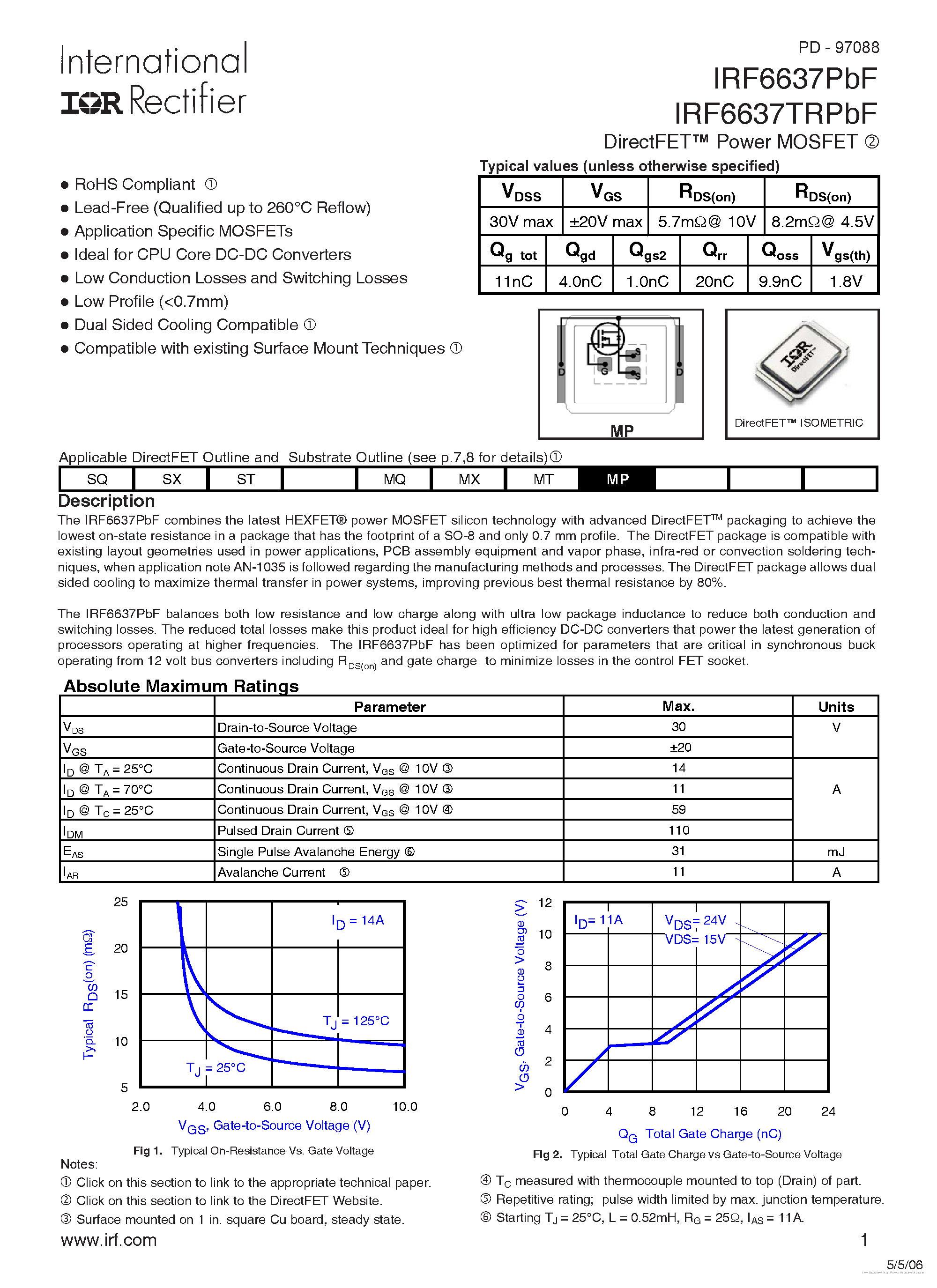 Даташит IRF6637PBF - страница 1