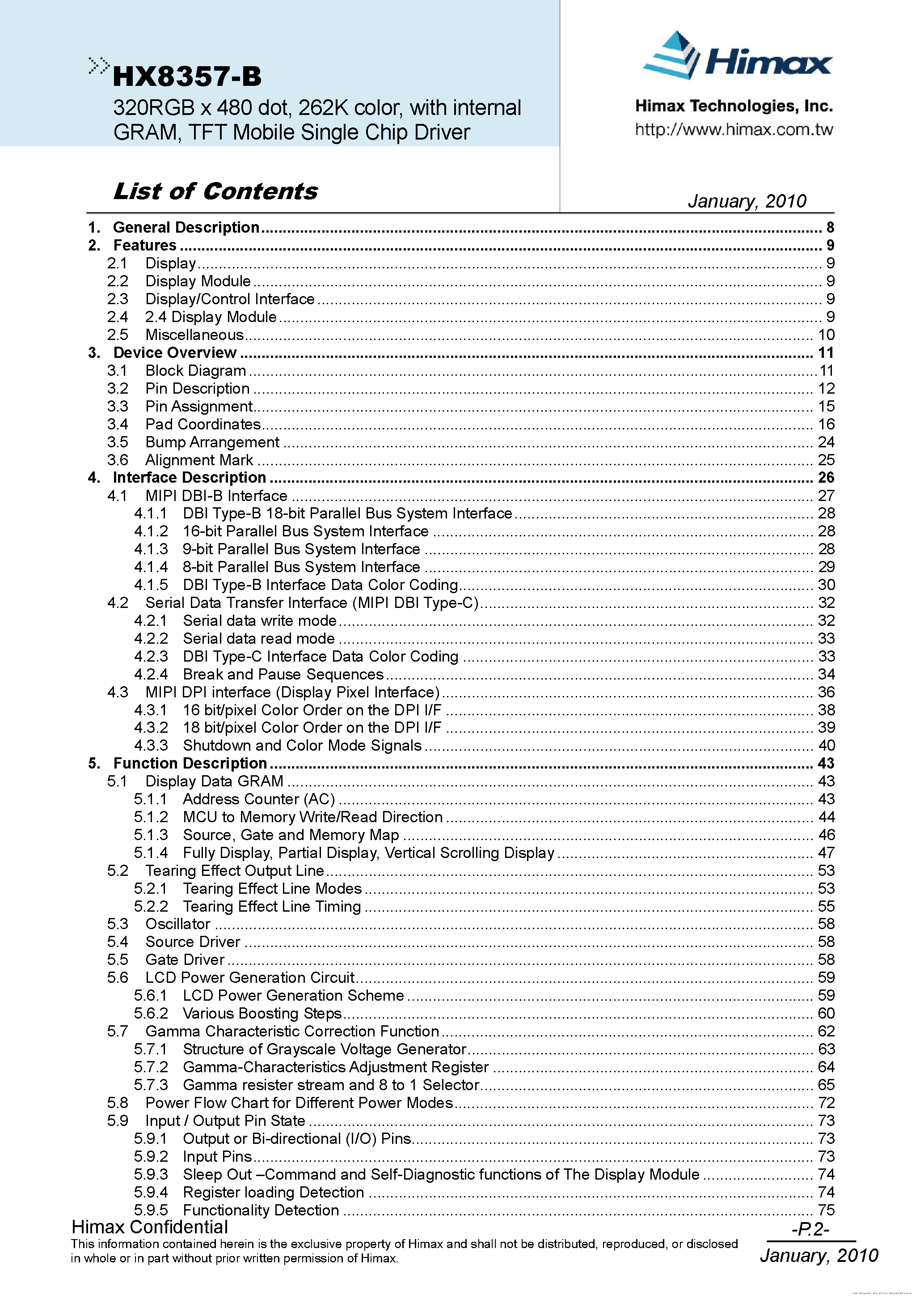 Datasheet HX8357-B - page 2