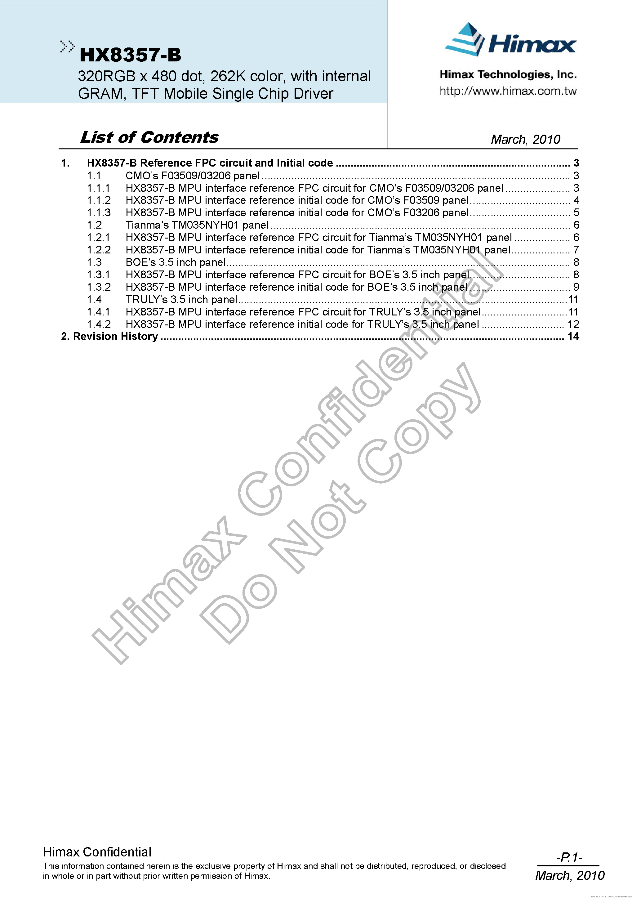 Datasheet HX8357-B - page 2