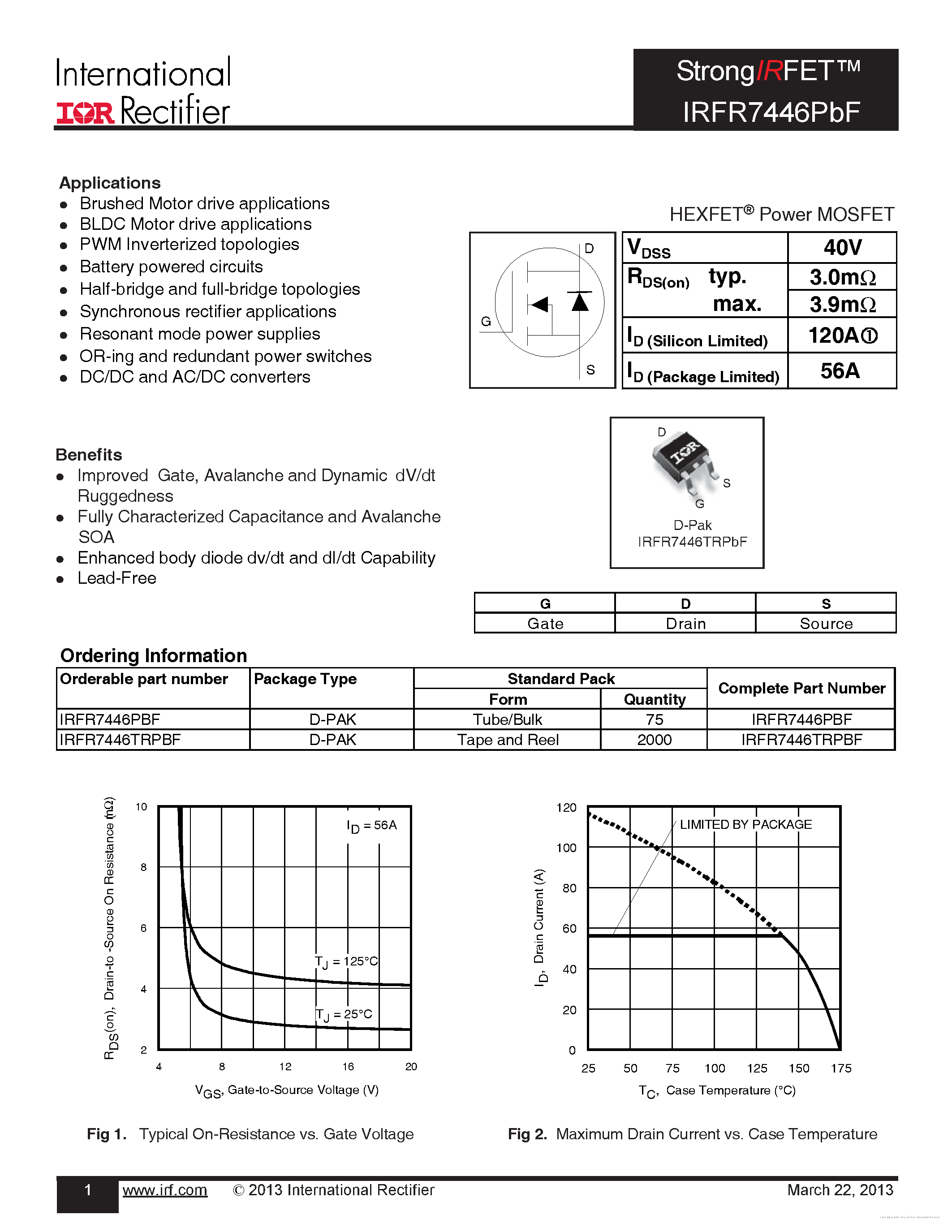 Datasheet IRFR7446PBF - page 1