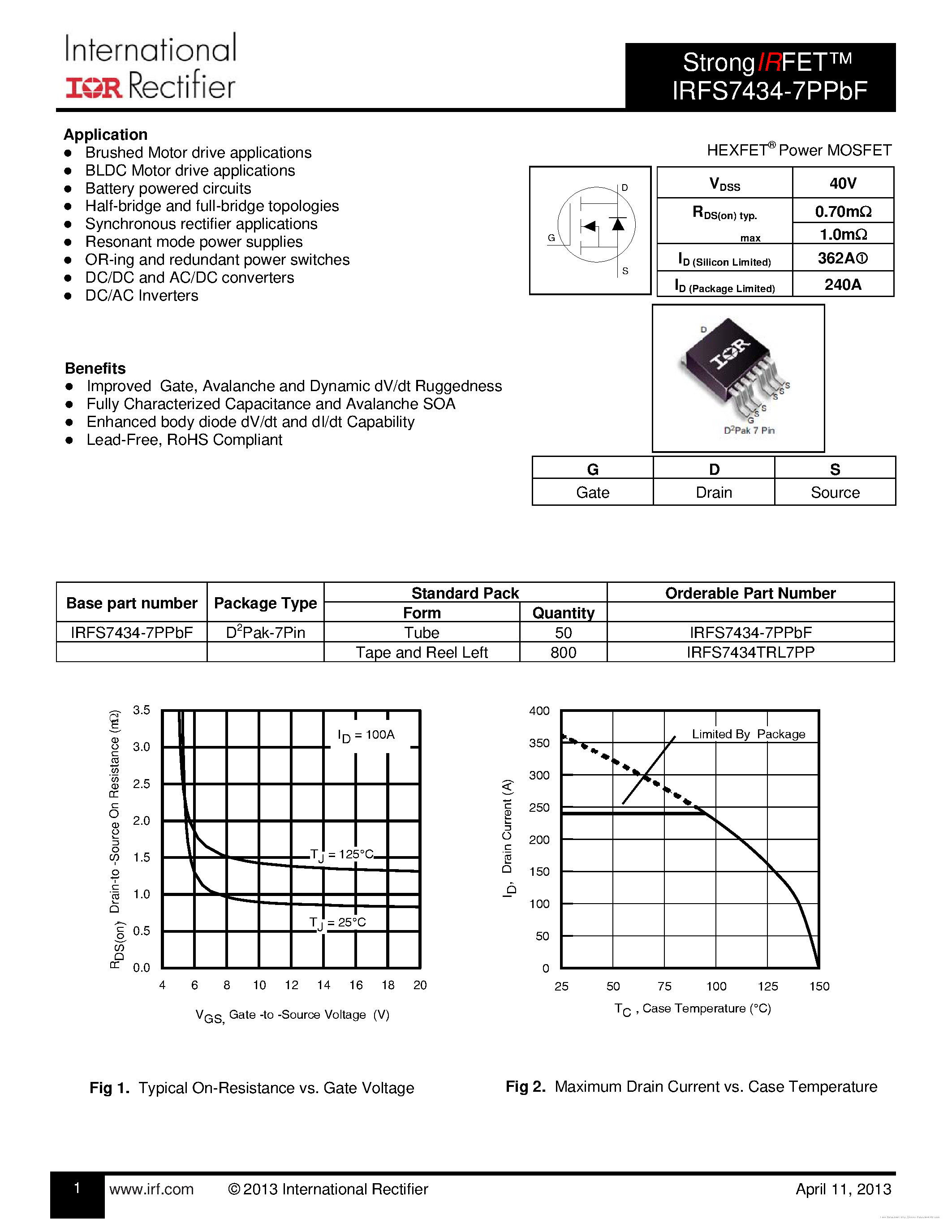 Datasheet IRFS7434-7PPBF - page 1