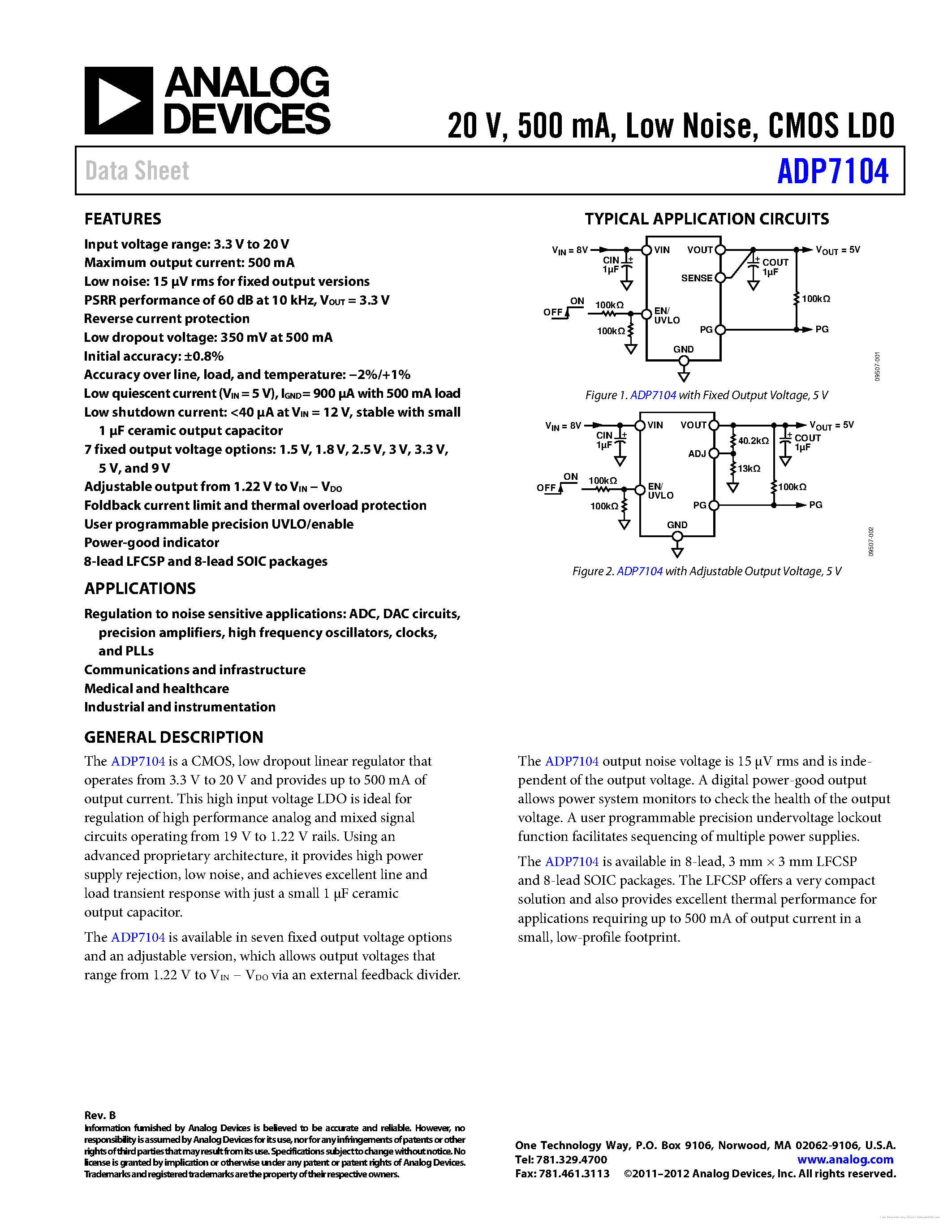 Datasheet ADP7104 - page 1