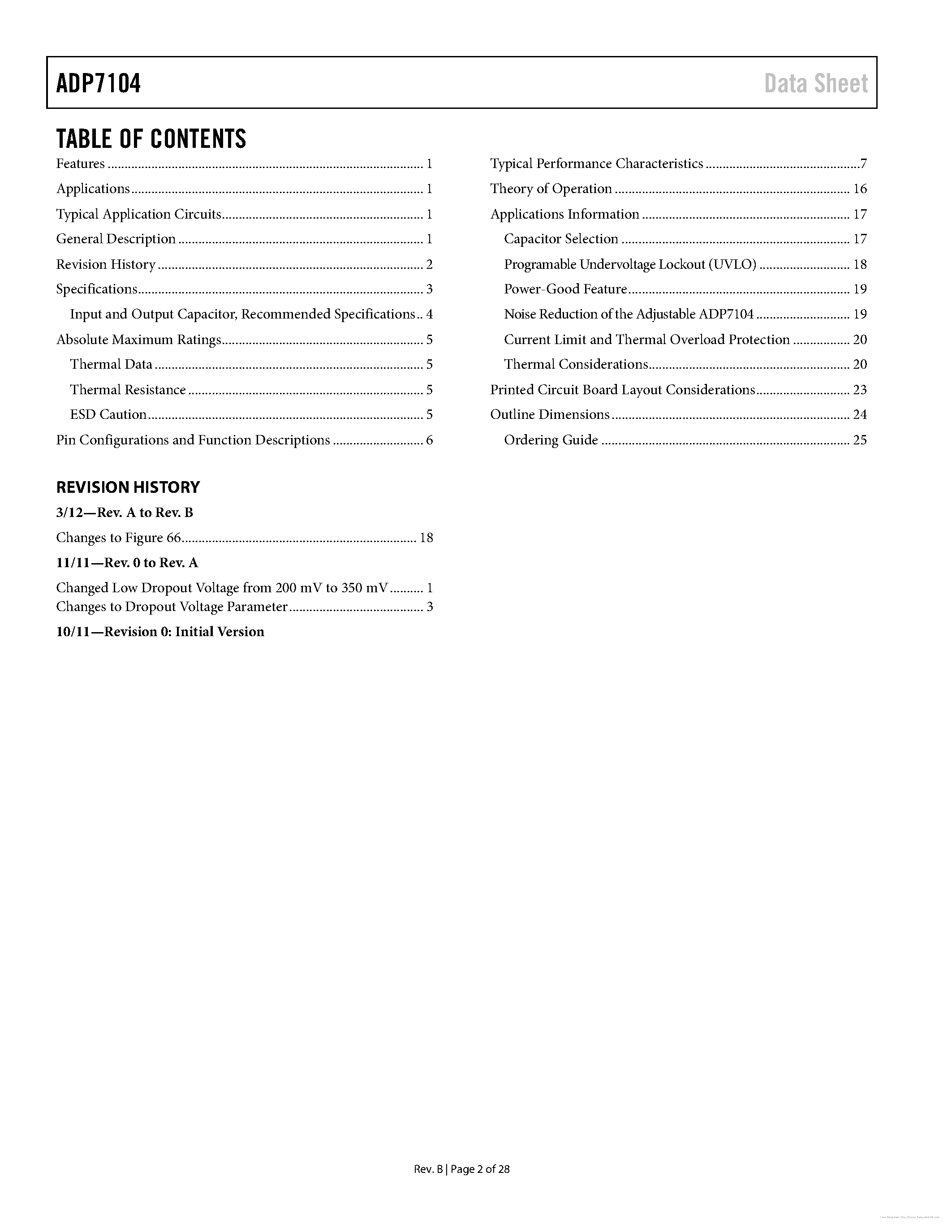 Datasheet ADP7104 - page 2