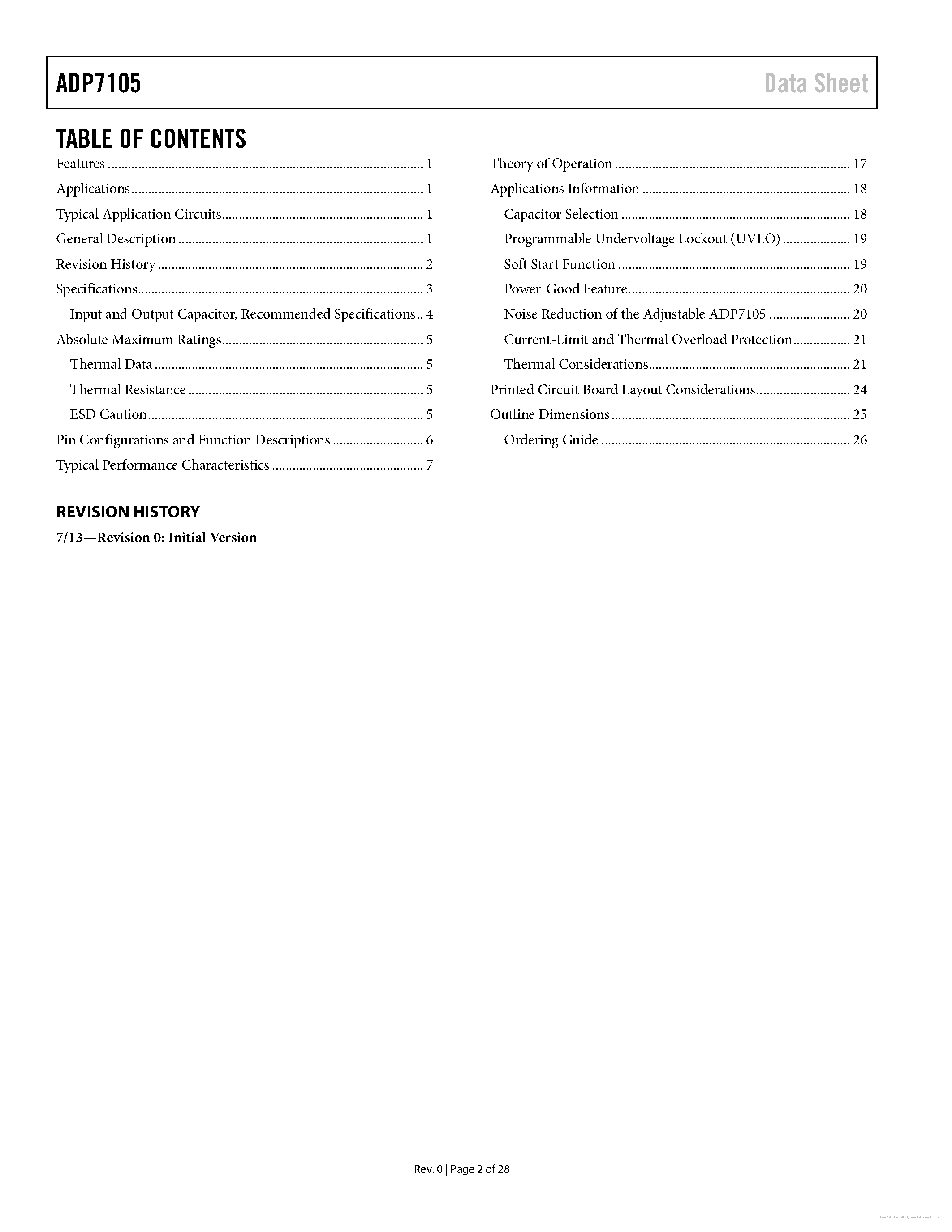 Datasheet ADP7105 - page 2