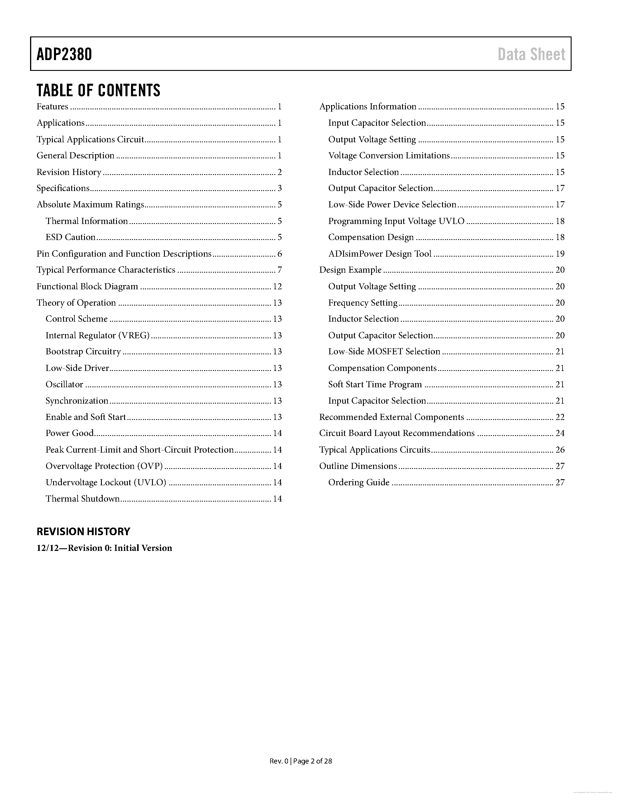 Datasheet ADP2380 - page 2